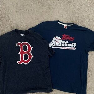 Topps Navy Baseball Picture Cards Graphic Tee with Red Accents